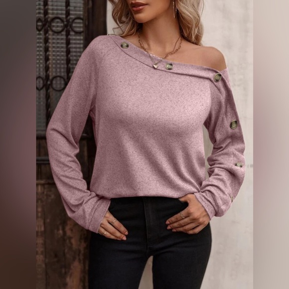 Decorative Button One Shoulder T-Shirt - available in 4 other colors - Picture 10 of 15